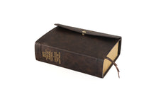 Load image into Gallery viewer, Brown Leather Spanish Quad w/ a Button Snap | Another Language: Quad | Custom LDS Scriptures | Mormon Quad | LDS Scripture Quad | Custom LDS Quad in Spanish & Portuguese