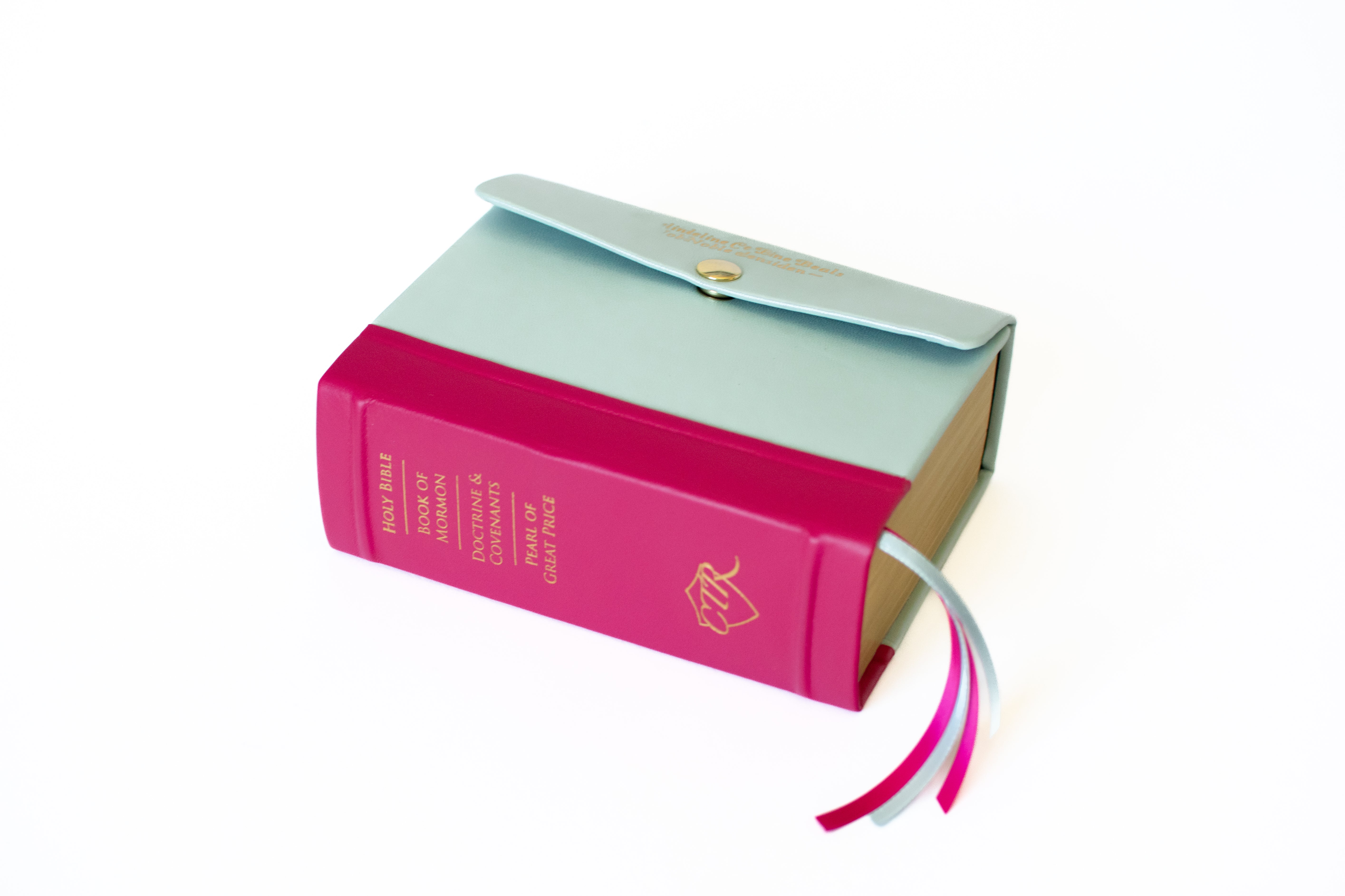 Premium Quad - Regular - Hot Pink and Pearlized Blue | Custom LDS Scriptures is the best source for colored scriptures | 16,300+ Colored Scripture Options